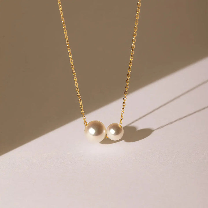 BASIC COLLECTION Double Akoya Pearls 18K Gold Necklace - HELAS Jewelry