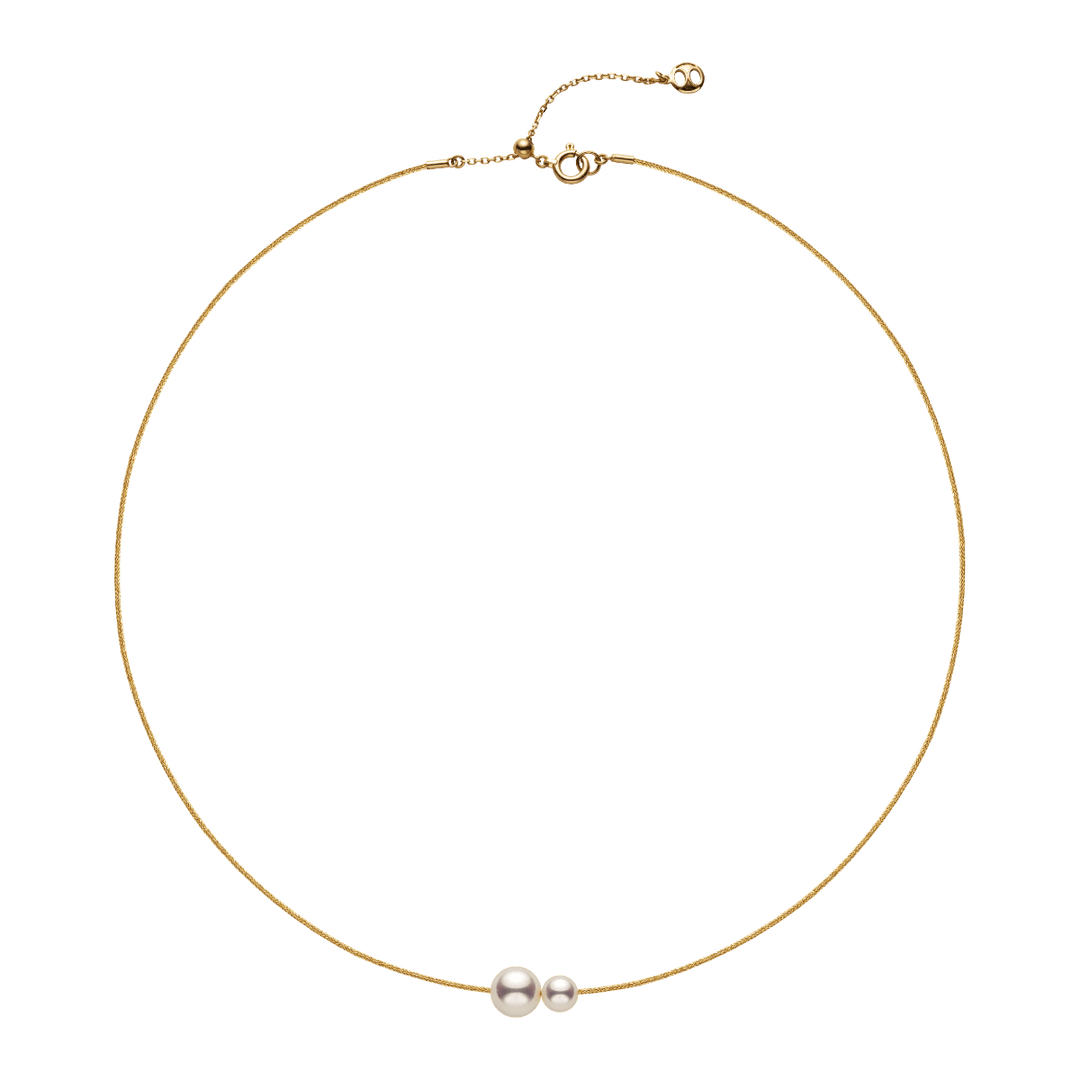 Double Saltwater Pearl Minimalist Design 18K Necklace - HELAS Jewelry