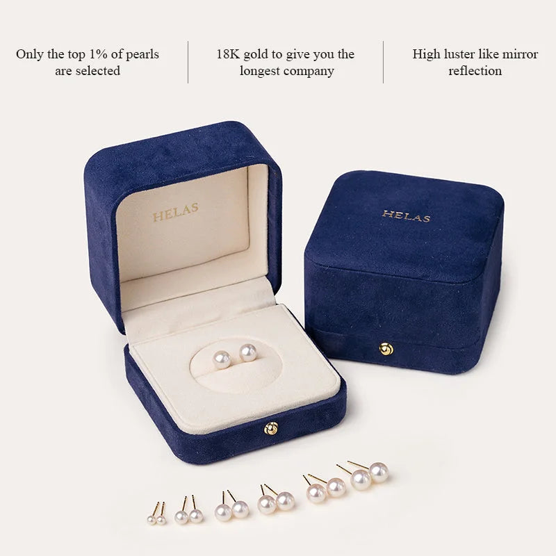 BASIC COLLECTION Akoya Pearl 18K Gold Bulb Stud Earrings - HELAS Jewelry