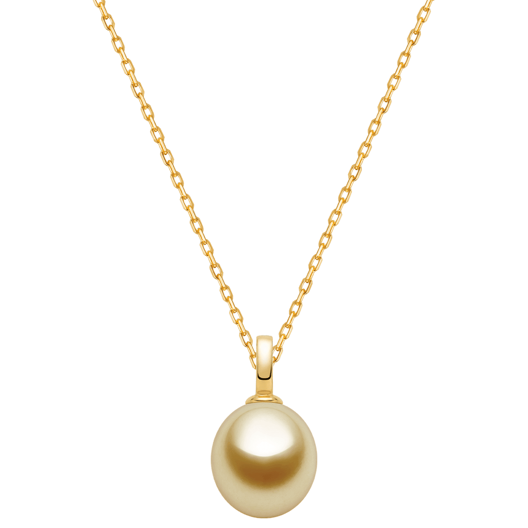 Teardrop - shaped Golden South Sea Pearl 18K Gold Simple Elegant Pendant Necklace - HELAS Jewelry