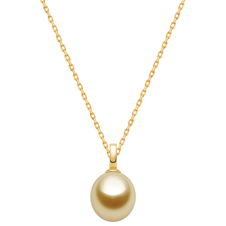 Teardrop - shaped Golden South Sea Pearl 18K Gold Simple Elegant Pendant Necklace - HELAS Jewelry