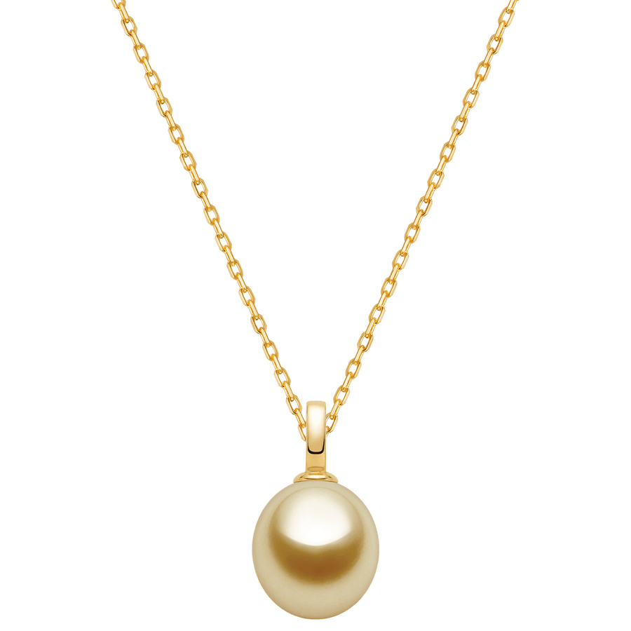 Teardrop - shaped Golden South Sea Pearl 18K Gold Simple Elegant Pendant Necklace - HELAS Jewelry