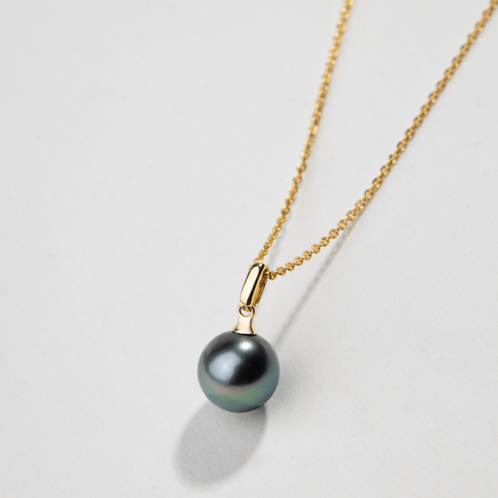 Tahitian Pearl 18K Gold Simple Elegant Pendant Necklace - HELAS Jewelry