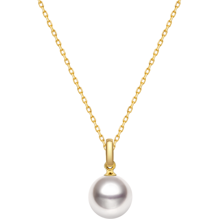 Saltwater pearl 18K gold classic buckle pendant necklace from Basic Collection, featuring a lustrous pearl and elegant gold clasp.