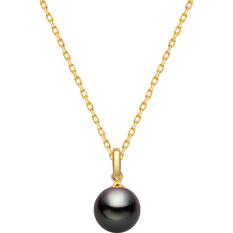 Saltwater pearl 18K gold classic buckle pendant necklace from Basic Collection, featuring a lustrous pearl and elegant gold clasp.