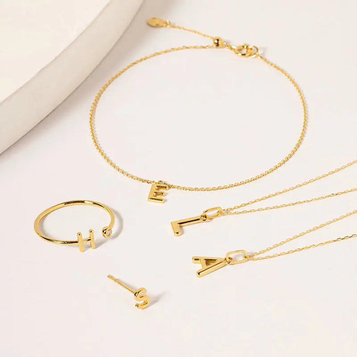 BE MYSELF COLLECTION 18K Gold Exclusive Custom Initial Letter Bracelet - HELAS Jewelry      