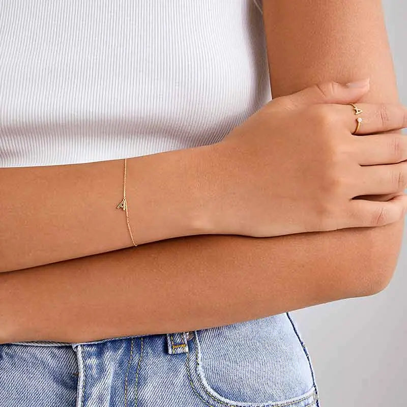 BE MYSELF COLLECTION 18K Gold Exclusive Custom Initial Letter Bracelet - HELAS Jewelry      