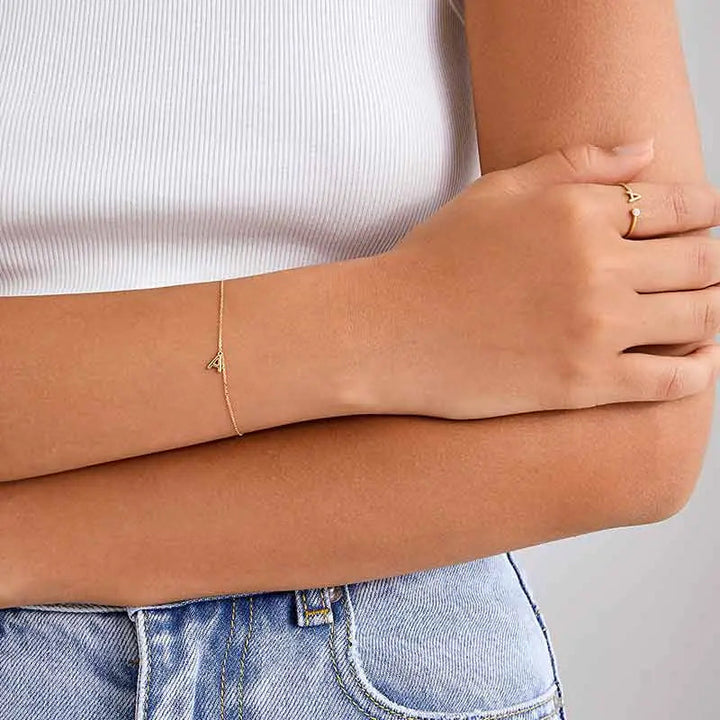 BE MYSELF COLLECTION 18K Gold Exclusive Custom Initial Letter Bracelet - HELAS Jewelry      