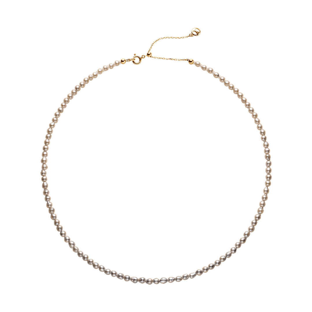 Akoya Silver Blue Baroque Pearl 18K Gold Tide Gradient Strand Necklace - HELAS Jewelry