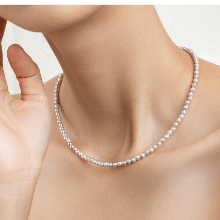 Akoya Baroque Pearl 18K Gold Powder Blue Strand Necklace - HELAS Jewelry