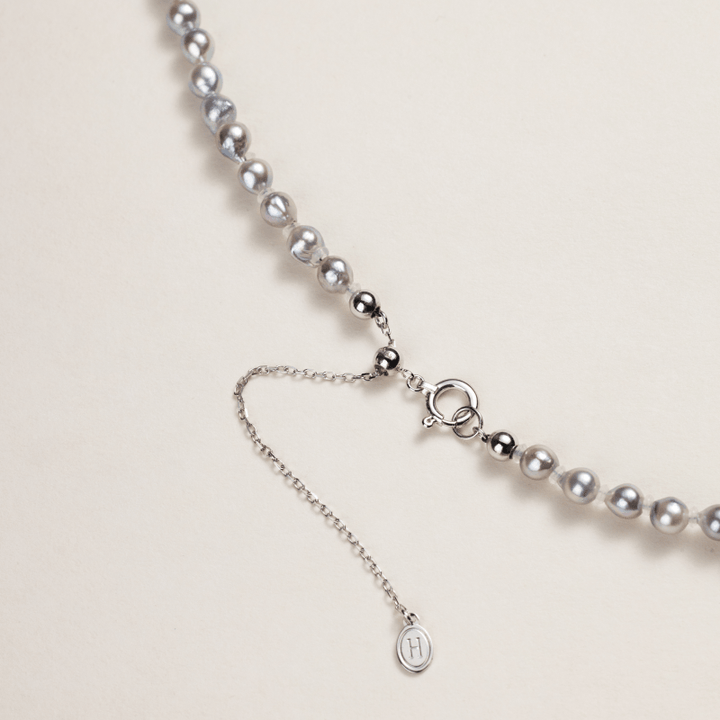 Akoya Baroque Pearl 18K Gold Powder Blue Strand Necklace - HELAS Jewelry