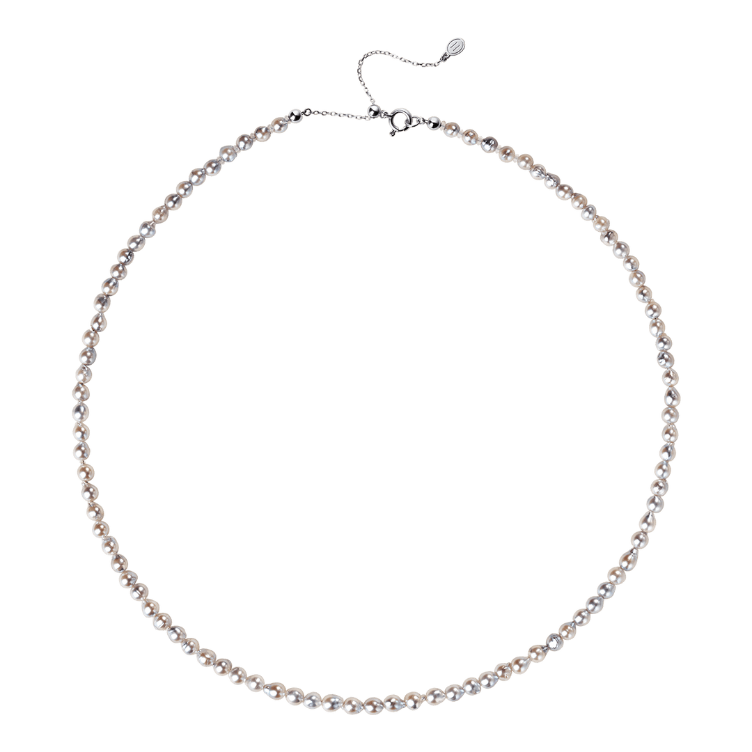Akoya Baroque Pearl 18K Gold Powder Blue Strand Necklace - HELAS Jewelry