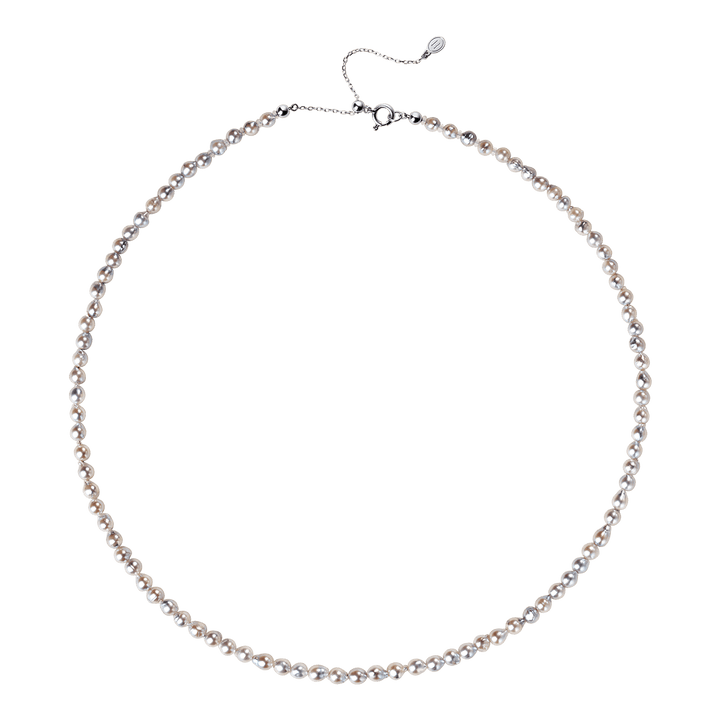 Akoya Baroque Pearl 18K Gold Powder Blue Strand Necklace - HELAS Jewelry
