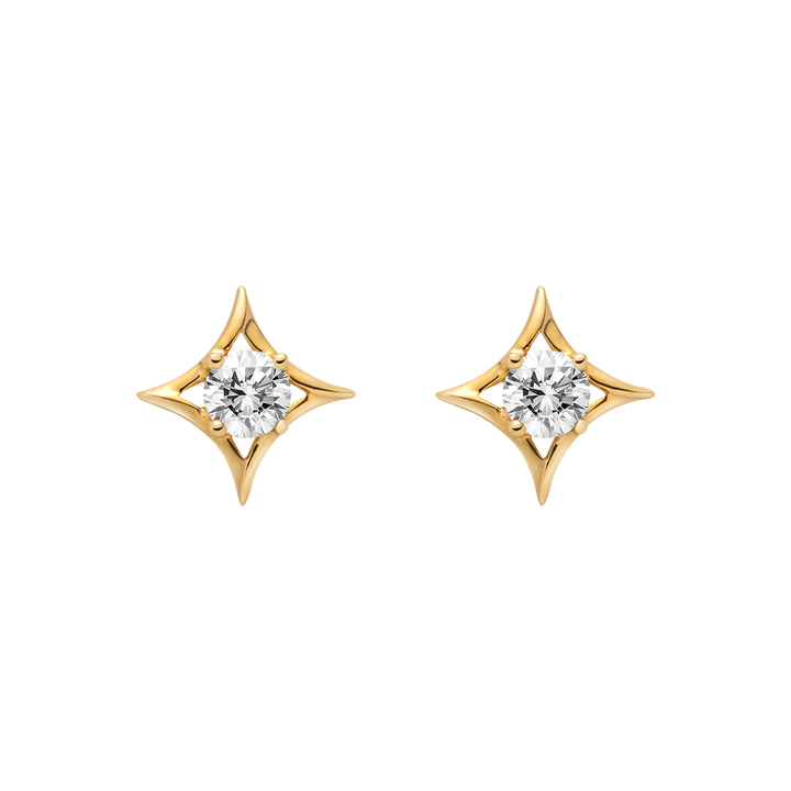 14K Solid Gold Certified Lab-Grown Diamond Starlet Studs Earrings