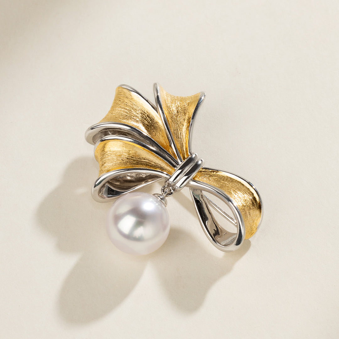 Freshwater Edison Pearl 925 Sterling Silver Lustrous Butterfly Brooch