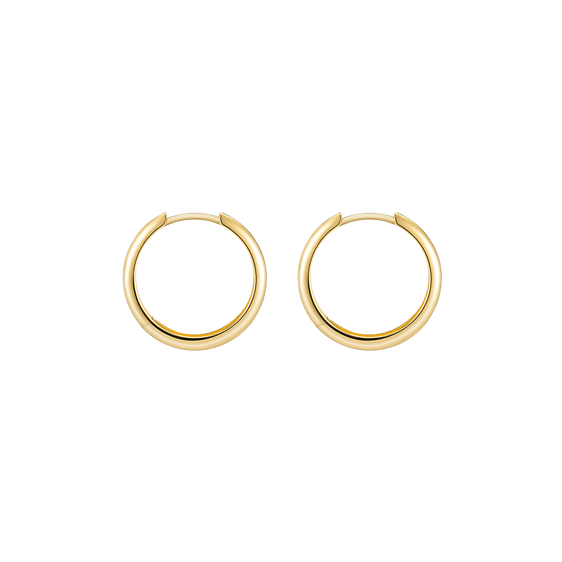 18K Solid Gold Polished Hoop Earrings