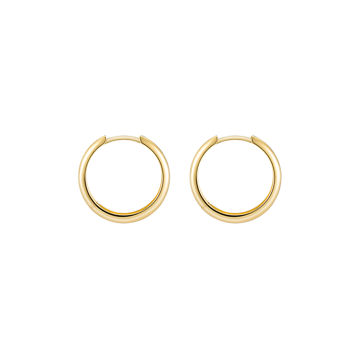 18K Solid Gold Polished Hoop Earrings