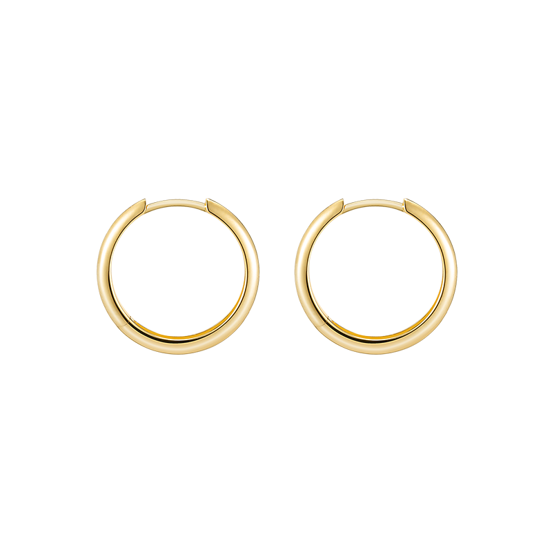 18K Solid Gold Polished Hoop Earrings