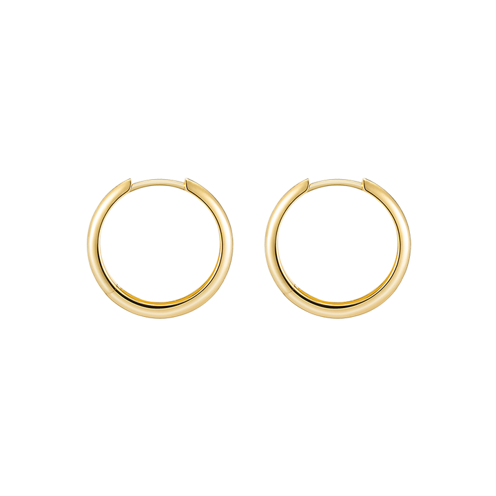 18K Solid Gold Polished Hoop Earrings