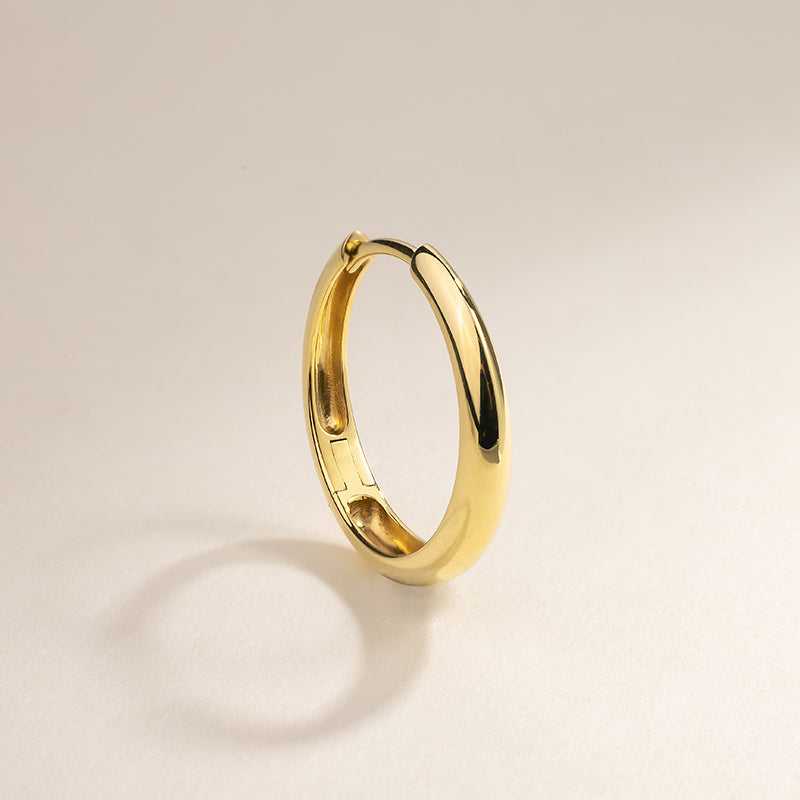 18K Solid Gold Polished Hoop Earrings