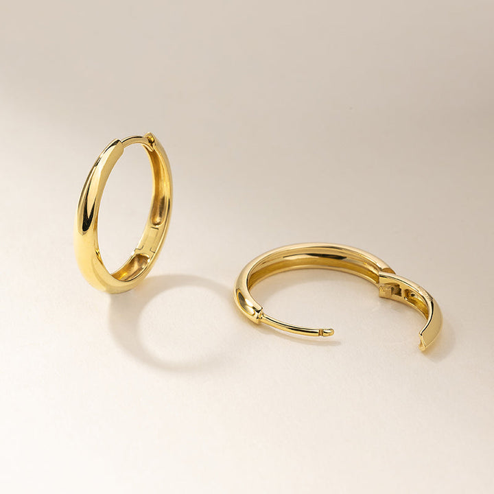 18K Solid Gold Polished Hoop Earrings