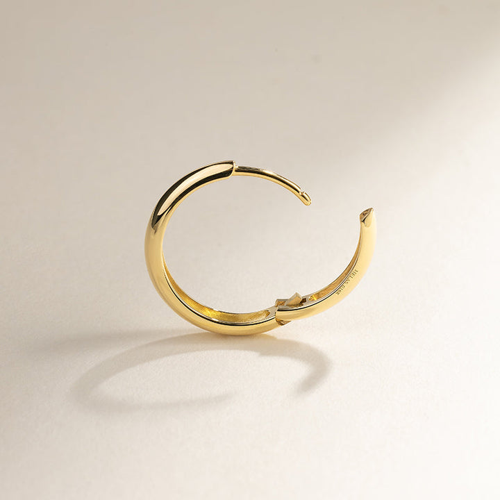 18K Solid Gold Polished Hoop Earrings