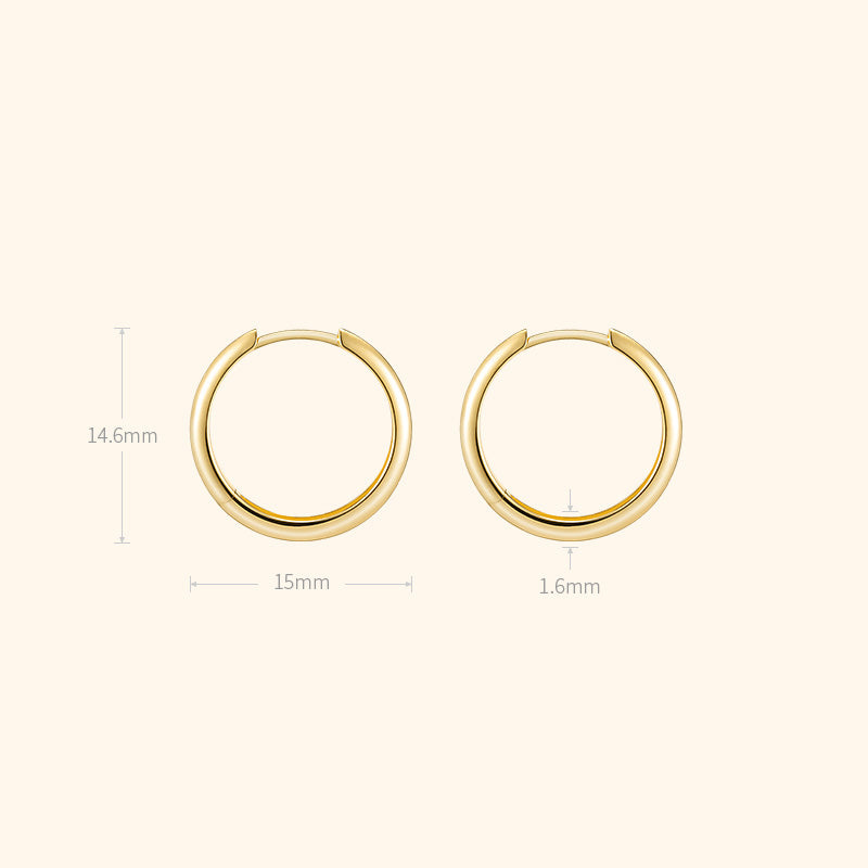 18K Solid Gold Polished Hoop Earrings