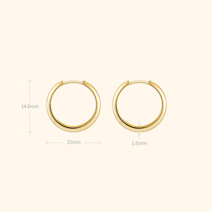 18K Solid Gold Polished Hoop Earrings