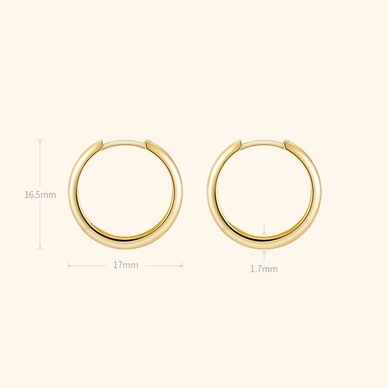 18K Solid Gold Polished Hoop Earrings