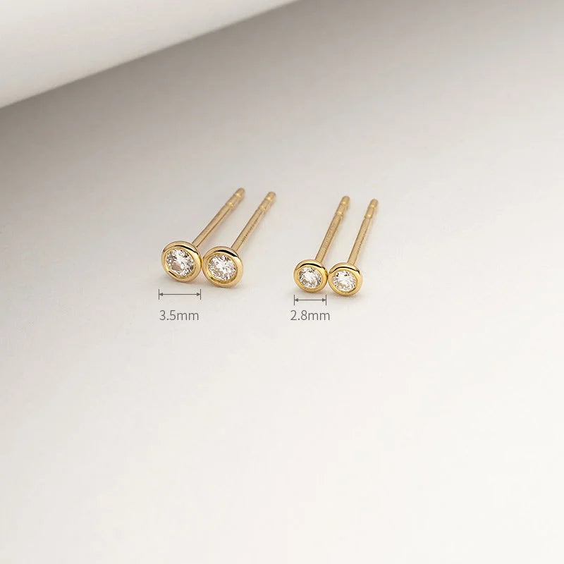 18K Gold Petite Delicate Diamond Stud Earrings