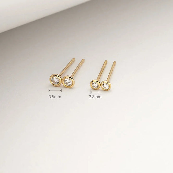 18K Gold Petite Delicate Diamond Stud Earrings