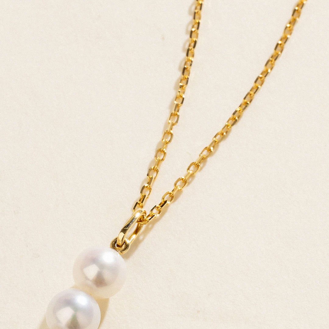 Freshwater Pearl 10K Yellow Gold Triple Drop Tassel Pendant Necklace