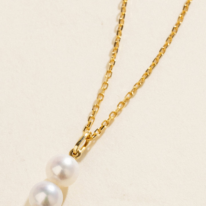 Freshwater Pearl 10K Yellow Gold Triple Drop Tassel Pendant Necklace