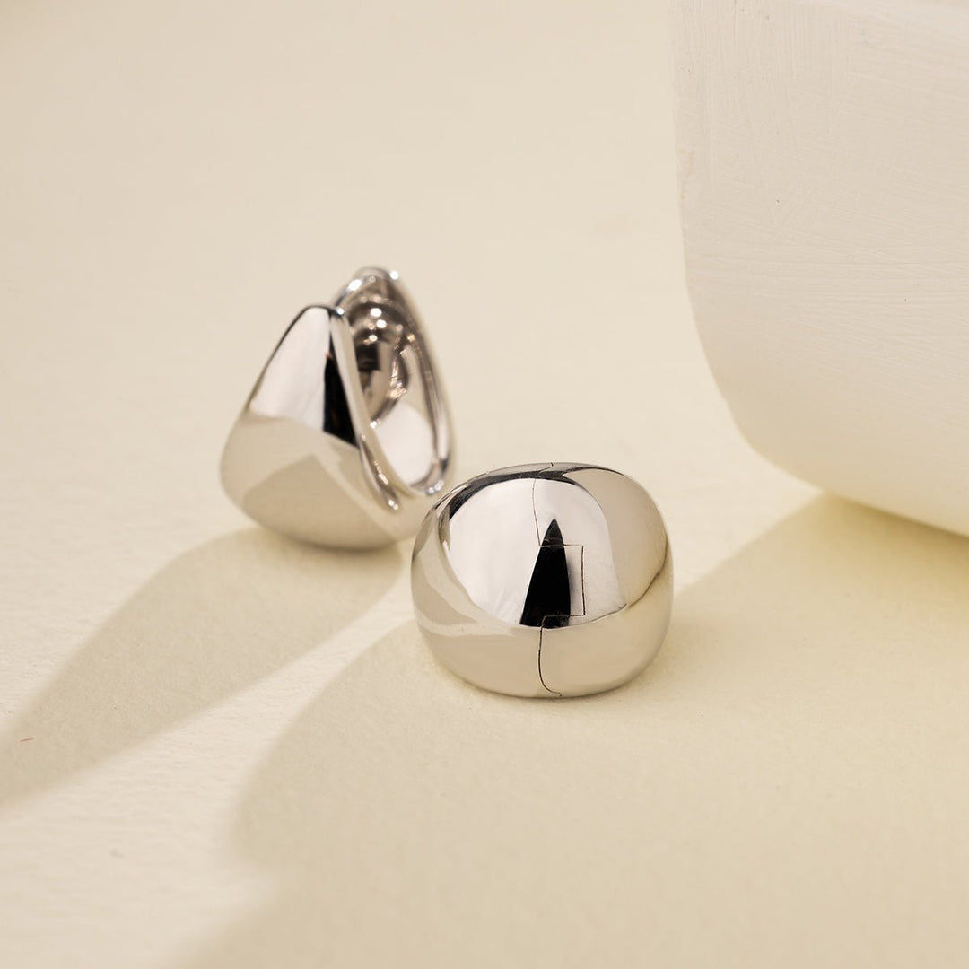 18K Gold Simple Drop Ear Hoop Earrings - HELAS Jewelry