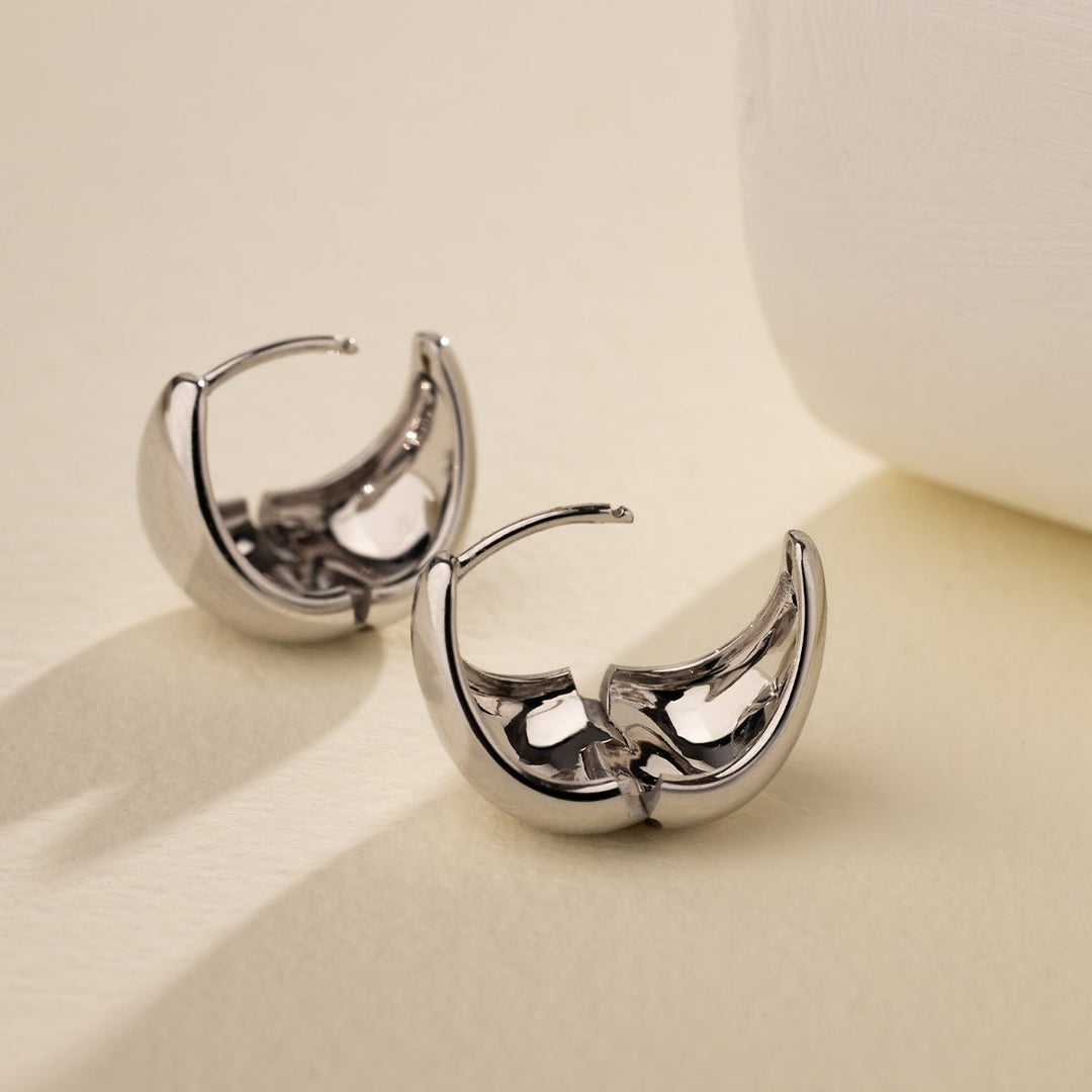 18K Gold Simple Drop Ear Hoop Earrings - HELAS Jewelry