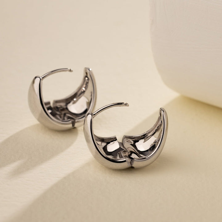 18K Gold Simple Drop Ear Hoop Earrings - HELAS Jewelry