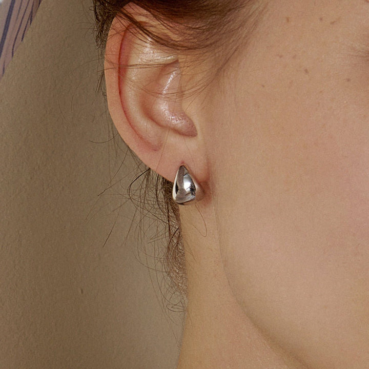 18K Gold Simple Drop Ear Hoop Earrings - HELAS Jewelry