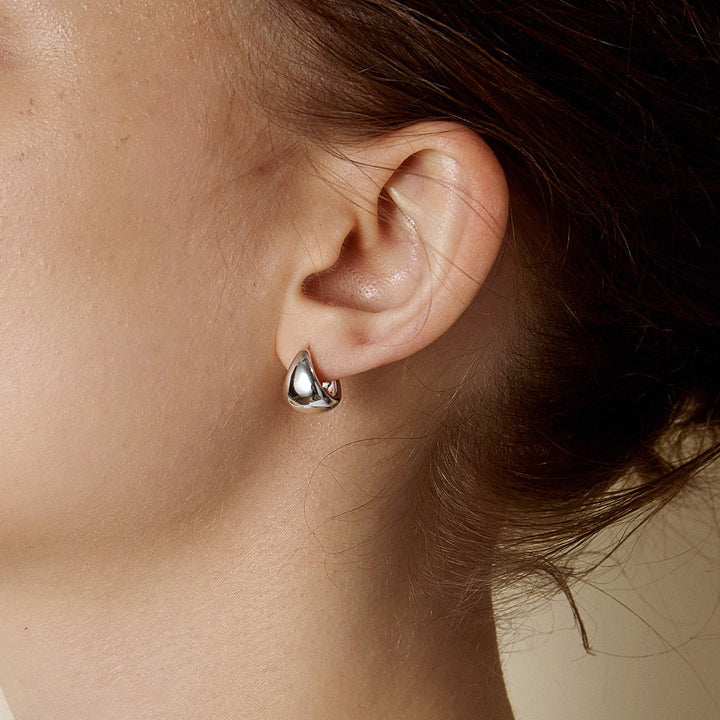 18K Gold Simple Drop Ear Hoop Earrings - HELAS Jewelry