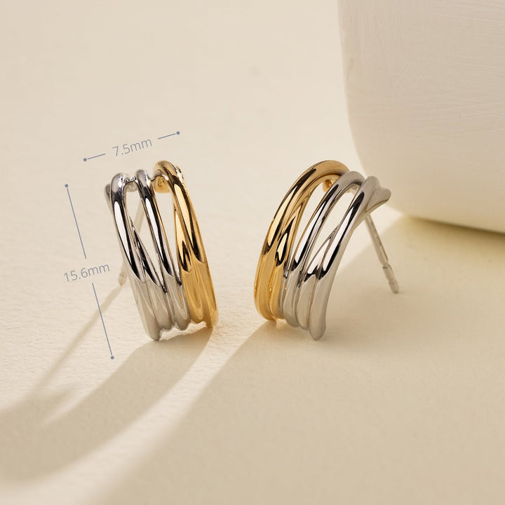 18K Gold Two Tone Half Wrap Earrings - HELAS Jewelry