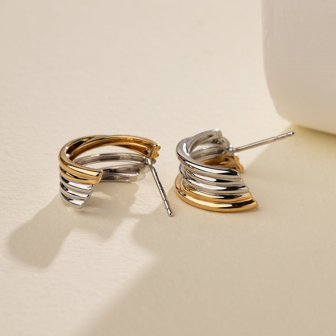 18K Gold Two Tone Half Wrap Earrings - HELAS Jewelry