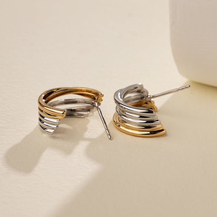 18K Gold Two Tone Half Wrap Earrings - HELAS Jewelry