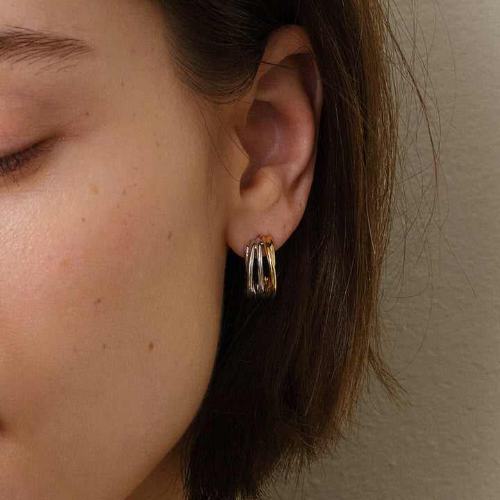 18K Gold Two Tone Half Wrap Earrings - HELAS Jewelry
