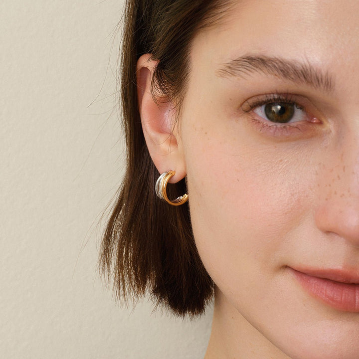 18K Gold Two Tone Half Wrap Earrings - HELAS Jewelry