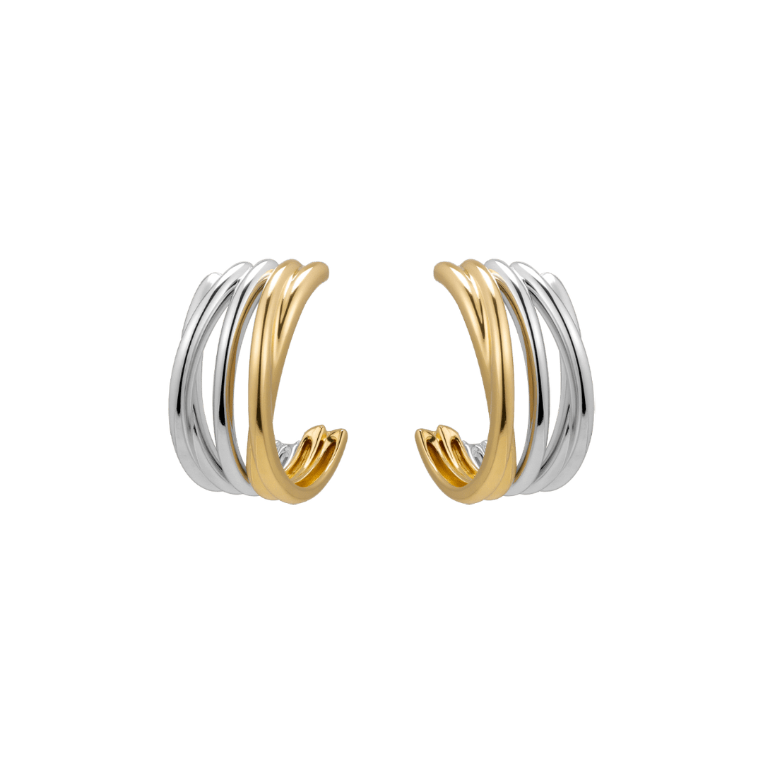 18K Gold Two Tone Half Wrap Earrings - HELAS Jewelry