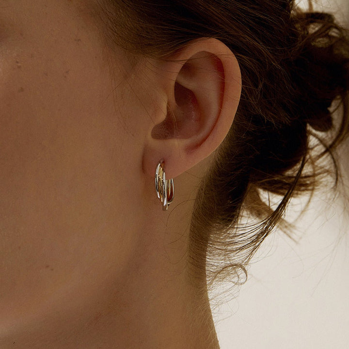 18K Gold Two Tone Stylish Polished Drape Hoop Earrings - HELAS Jewelry