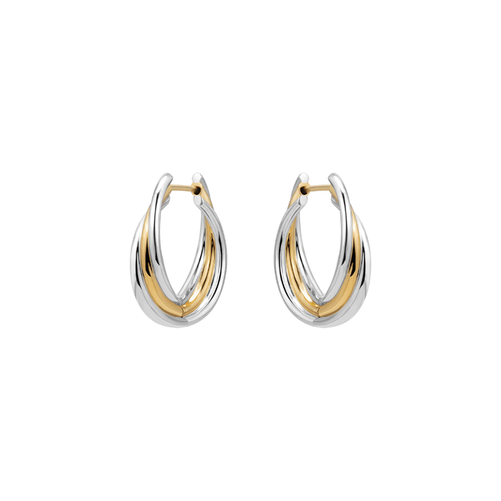 18K Gold Two Tone Stylish Polished Drape Hoop Earrings - HELAS Jewelry