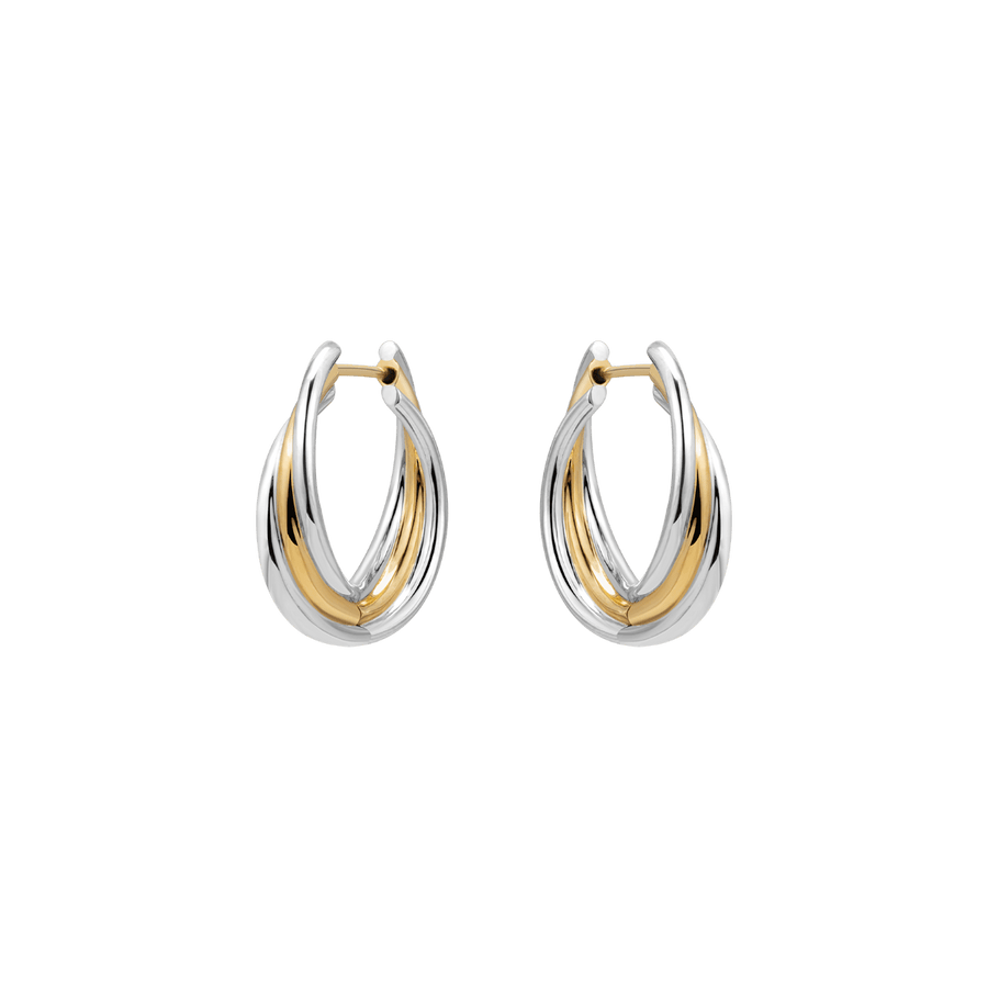 18K Gold Two Tone Stylish Polished Drape Hoop Earrings - HELAS Jewelry