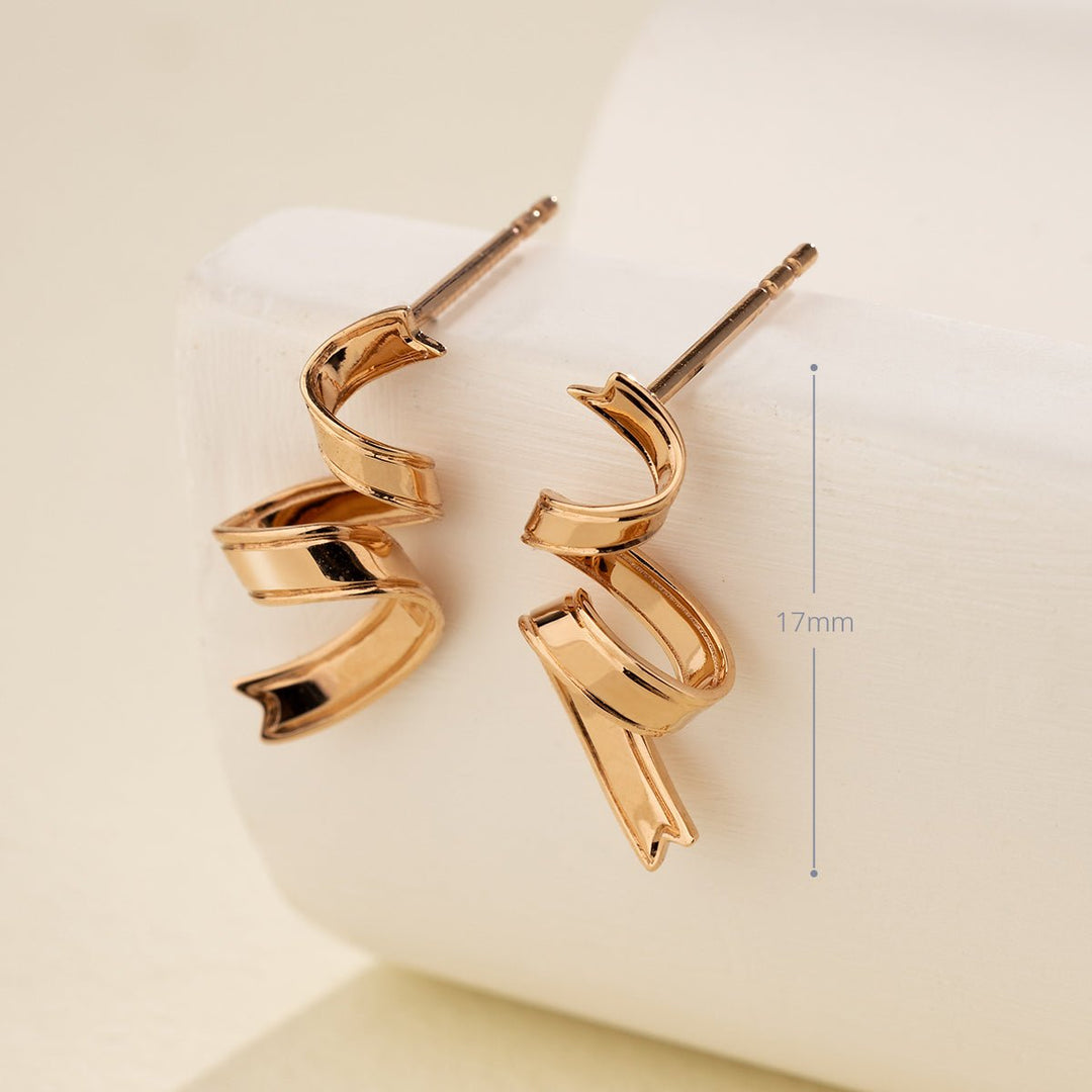 18K Rose Gold Silk Ribbon Earrings - HELAS Jewelry