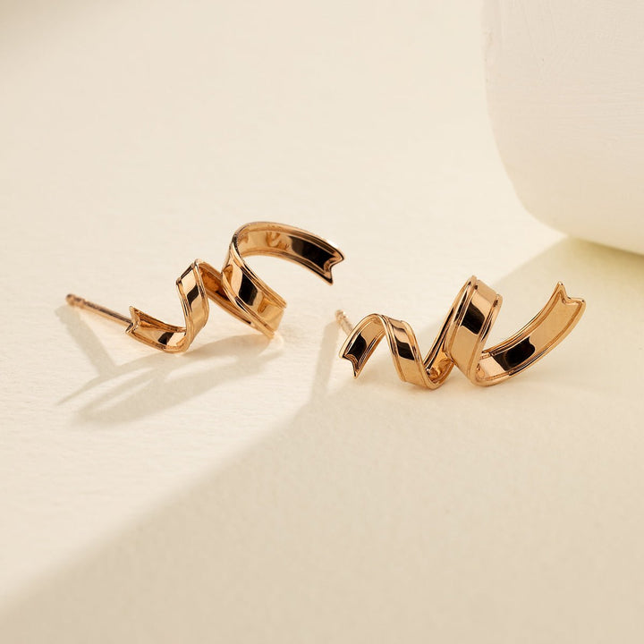 18K Rose Gold Silk Ribbon Earrings - HELAS Jewelry