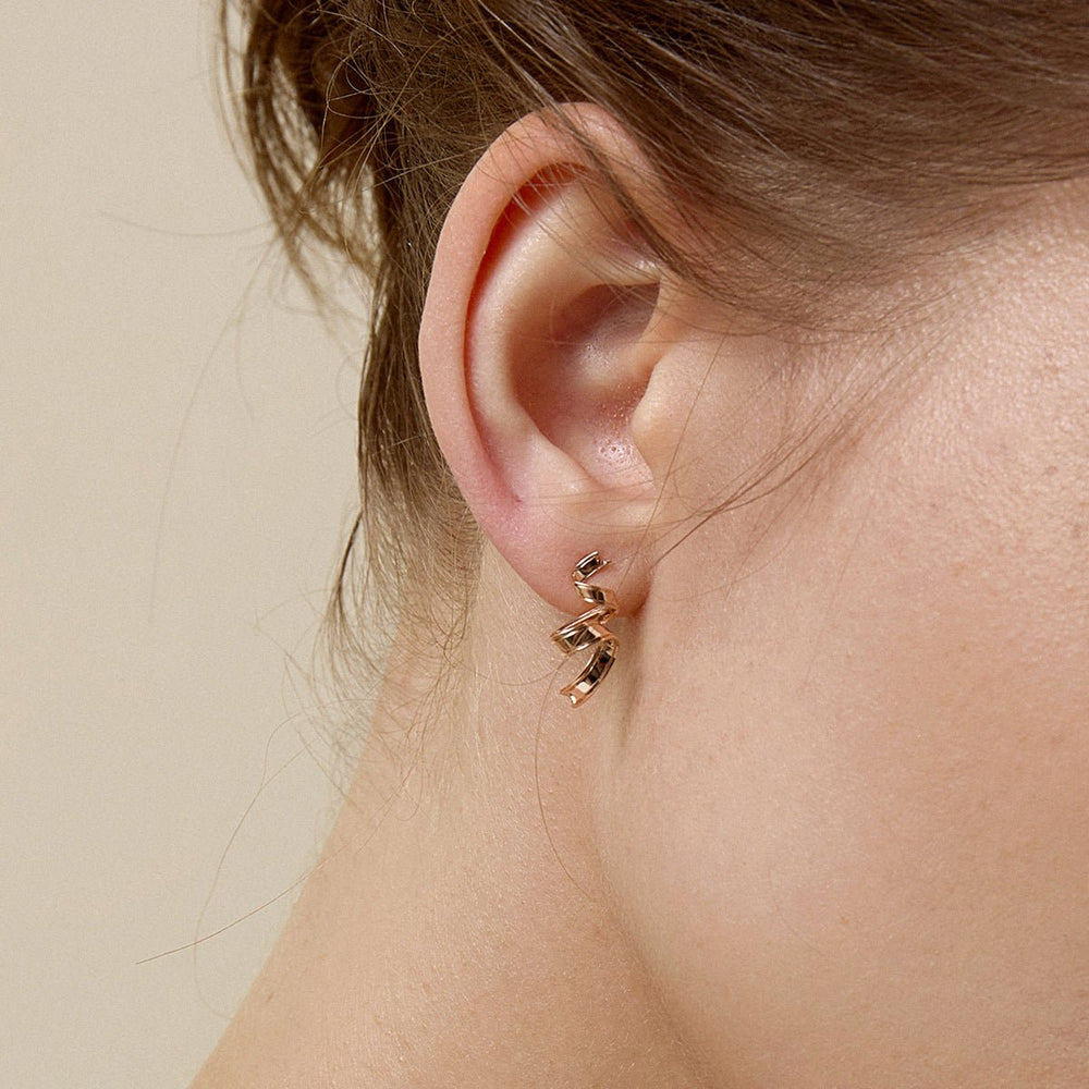 18K Rose Gold Silk Ribbon Earrings - HELAS Jewelry